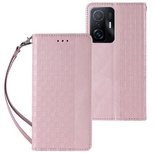 Magnetband-Hülle für Samsung Galaxy A12 5G Beutel-Geldbörse + Mini-Lanyard-Anhänger Rosa