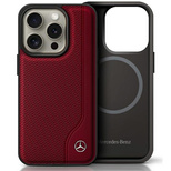 Mercedes MB Wood Imitation Leather MagSafe iPhone 16 Pro Case - Red