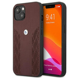 BMW Leather Curve Perforate Case für iPhone 13 – Rot