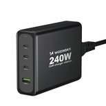 Wozinsky WGCSB 240W GaN-Wandladegerät USB-A / 3 x USB-C - Schwarz