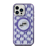 Karl Lagerfeld IML Monogram Karl &amp; Choupette Head MagSafe iPhone 15 Case - Purple