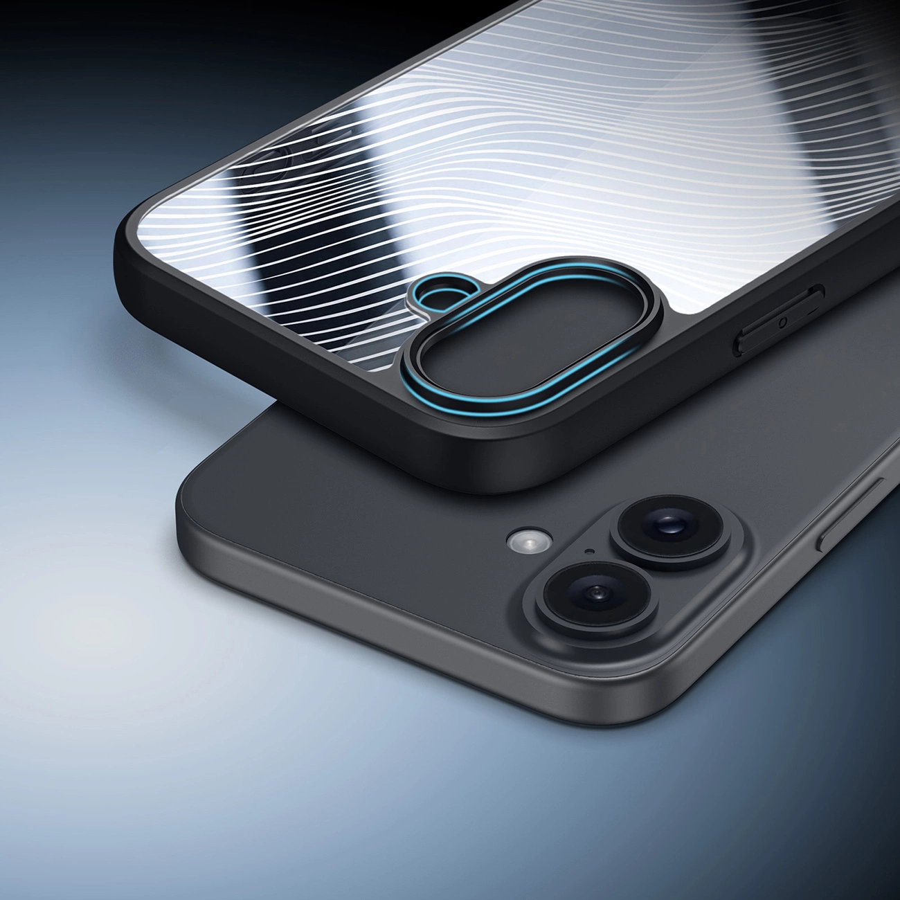 Dux Ducis Aimo case with raised edges to protect the screen and camera of the iPhone 16