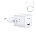 Ładowarka sieciowa Joyroom JR-TCF02 USB-C PD 20W + kabel USB-C - biała