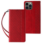 Magnet Strap Case für iPhone 14 Flip Wallet Mini Lanyard Stand rot