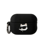 Karl Lagerfeld KLAP2RUNCHK AirPods Pro 2 Cover schwarz/schwarz Silikon Choupette Head 3D