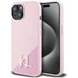 Karl Lagerfeld Silicone Shadow Metal Initial MagSafe iPhone 15 Case Pink