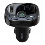 Baseus T-Typed FM Transmitter Bluetooth car charger MP3 2x USB TF microSD 3.4A black (CCTM-01)