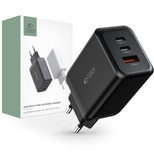 Tech-Protect C65W-2 Netzwerkladegerät 2x USB-C PD 65W / USB-A QC 3.0 - Schwarz