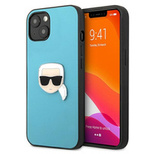 Karl Lagerfeld KLHCP13SPKMB iPhone 13 mini 5,4" niebieski/blue hardcase Leather Ikonik Karl`s Head Metal