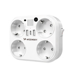 Wozinsky WRS-2B 4x AC 2x USB-A 2x USB-C 4000 W Network Splitter with Lamp - White