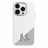 Karl Lagerfeld Silicone Initial Metal Logo MagSafe iPhone 16 Case - White