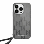 Karl Lagerfeld IML Mono KL Pattern &amp; Cord case for iPhone 15 Pro Max - black