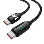 Kabel USB C - USB C Wozinsky WUCCC1 z wyświetlaczem PD 100W 1m - czarny