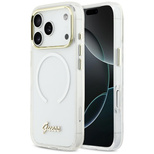 Guess IML Gradient Script Metal MagSafe Hülle für iPhone 17 Pro - Weiß