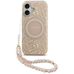 Guess IML Flowers Electro Pearl Strap MagSafe Case for iPhone 17 - Pink