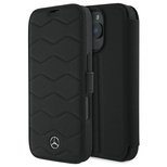 Mercedes MB Waves Leather Case for iPhone 16 Pro Max - Black