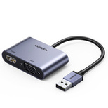 Ugreen CM449 USB - HDMI 1.3 (1920x1080 60Hz), VGA 1.2 (1920x1080 60Hz) adapter - gray