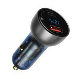 Baseus Auto-Ladegerät USB / USB Typ C 65 W 5 A SCP Quick Charge 4.0+ Power Delivery 3.0 LCD Bildschirm + USB Typ C - USB Typ C kabel transparent (CCKX-C0A)