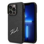 Karl Lagerfeld KLHCP14LCSSK iPhone 14 Pro 6,1&quot; Hardcase Schwarz/Schwarz Signature Logo Kartensteckplatz