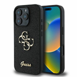 Guess Fixed Glitter Big 4G Hülle für iPhone 16 Pro – Schwarz