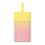 Baseus Popsicle 5200mAh 20W Powerbank mit integriertem Lightning Kabel (+ weißes Baseus Simple USB-C - USB-C 60W/20V/3A/30cm Kabel) - Gelb-Pink