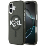 Karl Lagerfeld IML Glitter Karl &amp; Choupette Sketch Logo MagSafe iPhone 17 Case - Black