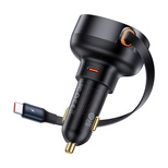 Baseus Enjoyment Pro USB-C (female) / USB-C (male) 60W car charger - black