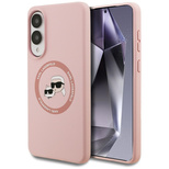 Karl Lagerfeld Silikon Nauble Heads And Circle MagSafe Hülle für Samsung Galaxy S25 Edge - Pink