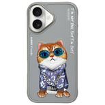 Etui Nimmy Glasses Cool Cat na iPhone 16 - szare