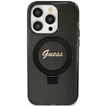 Guess Ring Stand Script Glitter MagSafe-Hülle für iPhone 11 / Xr – Schwarz