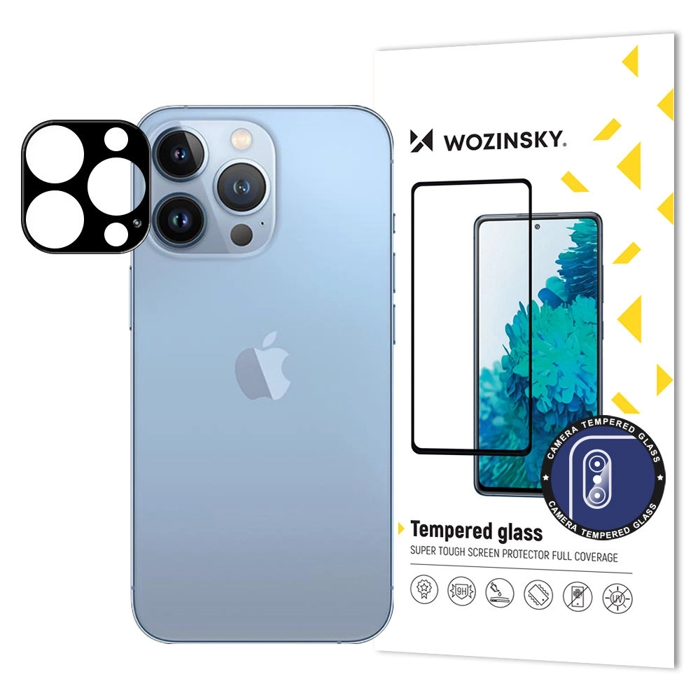 Tempered glass 9H Wozinsky Full Camera Glass on white background