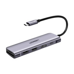 Ugreen CM195 ​​6in1 adapter USB-C - HDMI / 2x USB-A 3.0 / USB-C PD / SD / TF reader - gray