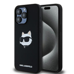 Karl Lagerfeld Silikon Choupette Head MagSafe Hülle für iPhone 15 Pro Max – Schwarz