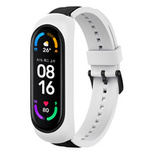 Strap Dual Color replacement band strap for Xiaomi Mi Band 6 / 5 / 4 / 3 White and black