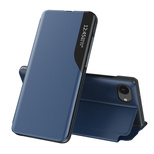 Eco Leather View Case, an elegant case with a flap and stand for iPhone 16e / 17e - blue