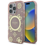 Guess IML Pfingstrose auf 4G-Hintergrund MagSafe-Hülle für iPhone 16 Pro Max – Rosa