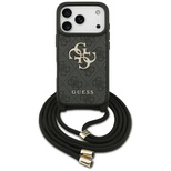 Guess 4G Big Logo Cord Stap Crossbody Case für iPhone 17 Pro - Schwarz