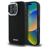 DKNY Plain Silver Logo MagSafe Hülle für iPhone 16 Pro – Schwarz