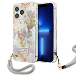 Guess GUHCP13XHFLSU iPhone 13 Pro Max 6,7&quot; Lila/Lila Hardcase Flower Strap