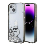 Karl Lagerfeld Liquid Glitter Choupette Hülle für iPhone 15 – transparent