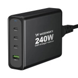 Ładowarka sieciowa GaN Wozinsky WGCSB 240W USB-A / 3 x USB-C - czarna