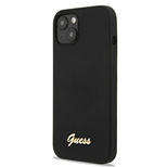 Guess GUHMP13MLSLMGBK iPhone 13 6.1&quot; black/black hardcase Silicone Script Gold Logo Magsafe