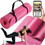 Wozinsky exercise mat 181 x 63 x 0.9 cm thick gymnastic yoga mat pink