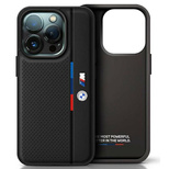 BMW M Perforierte Tricolor Detail Line Hülle für iPhone 16 Pro – Schwarz