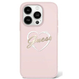 Guess IML Heart Hülle für iPhone 16 Pro Max – Rosa