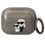 Karl Lagerfeld KLAPHNKCTGK Airpods Pro Cover schwarz/schwarz Gliter Karl&amp;Choupette