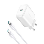 Joyroom JR-TCF24 USB-C PD 30W QC SFC network charger - white + 1m USB-C cable