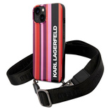 Karl Lagerfeld Color Stripes Strap Case for iPhone 14 Plus / 15 Plus 6.7&quot; - Pink