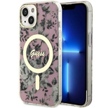 Guess GUHMP14MHCFWSP iPhone 14 Plus 6.7" pink/pink hardcase Flower MagSafe