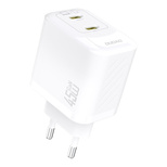 Dudao A28PEU PD 45W GaN 2xUSB Wandladegerät - Weiß